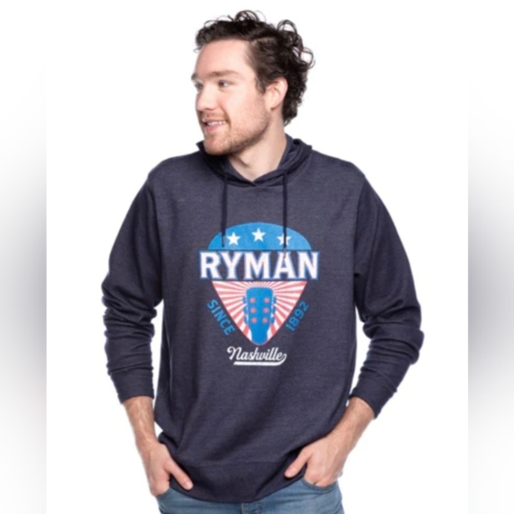 Ryman Unisex Patriot Burst Guitar Pic Hoodie Size Large